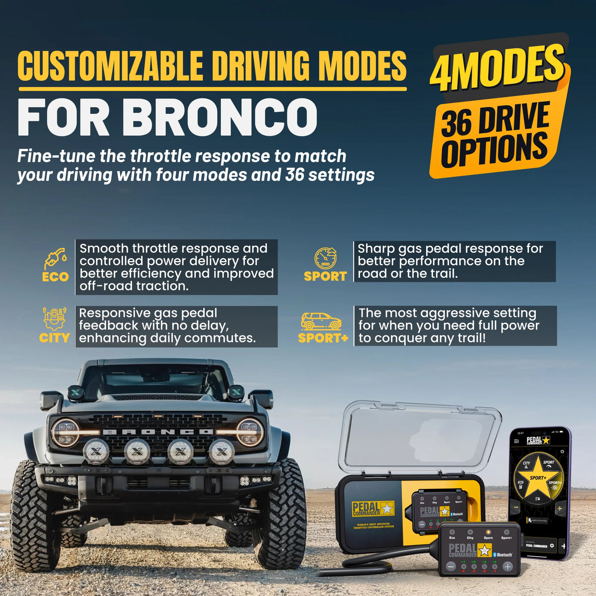 Bronco Riding Timer Pedal Commander® for Ford Bronco Performance Upgrade